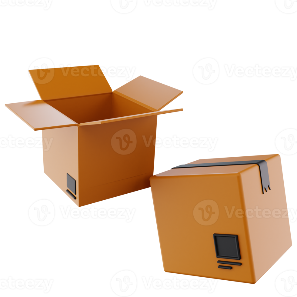 Two open boxes illustrated in 3D png
