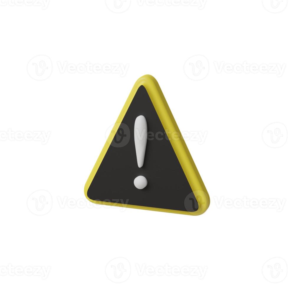 exclamation triangle a warning road sign 3d rendering photo