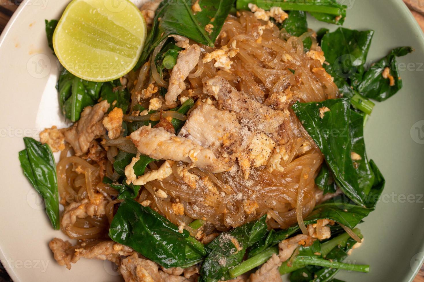 Pad See Ew Pork and Vegetables, a popular Thai dish photo