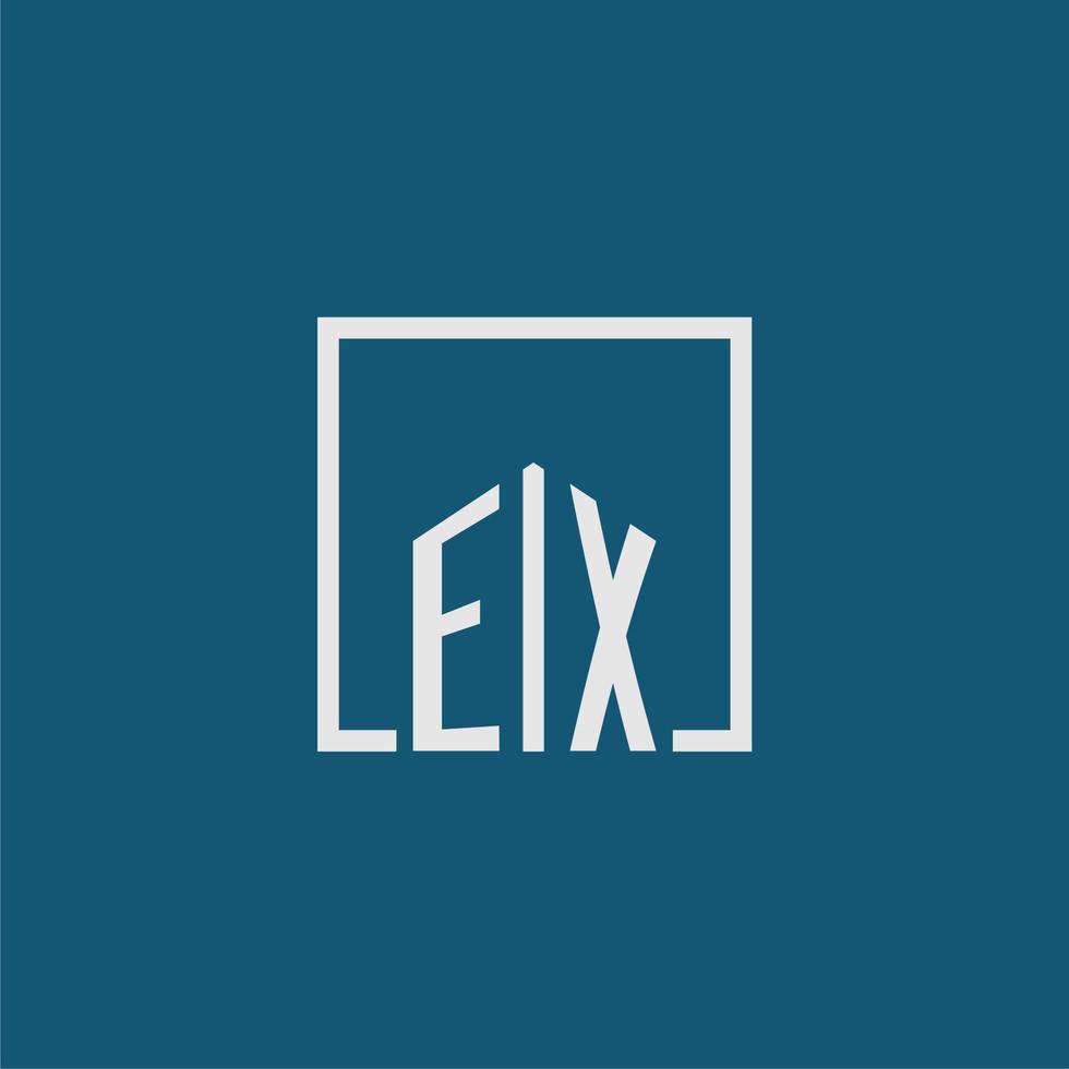 EX initial monogram logo real estate in rectangle style design vector