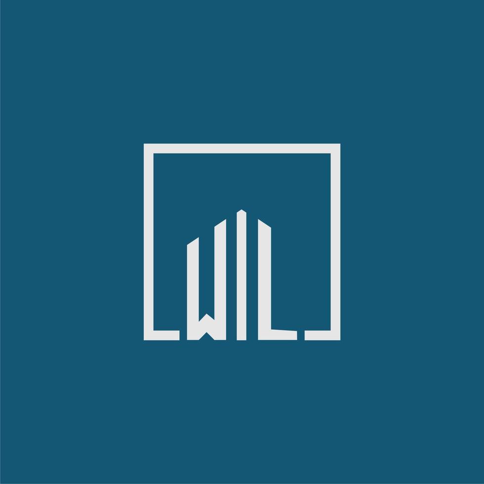 WL initial monogram logo real estate in rectangle style design vector