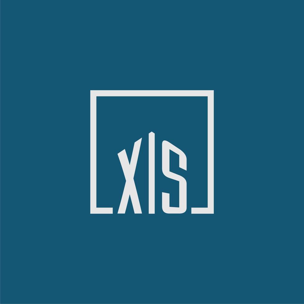 xs inicial monograma logo real inmuebles en rectángulo estilo diseño vector