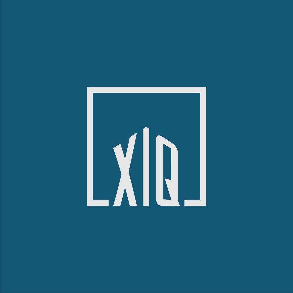 XQ initial monogram logo real estate in rectangle style design vector