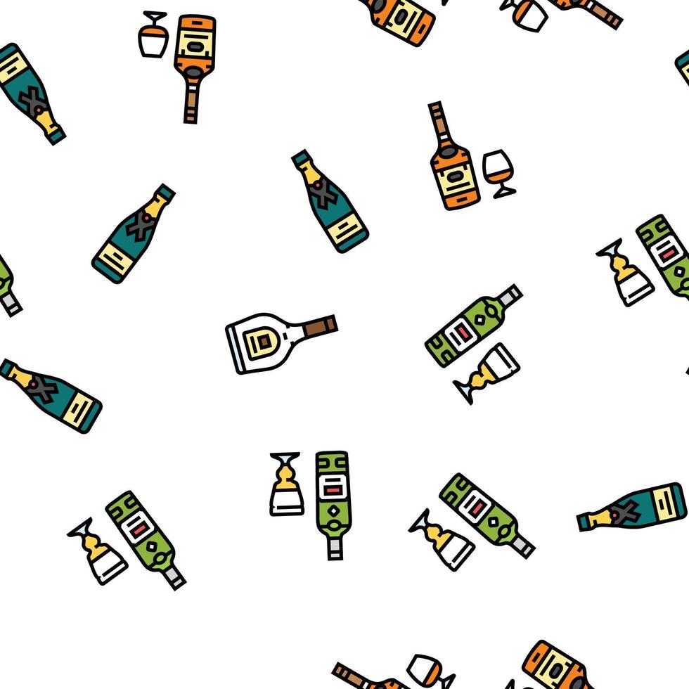 alcohol bottle glass drink bar vector seamless pattern