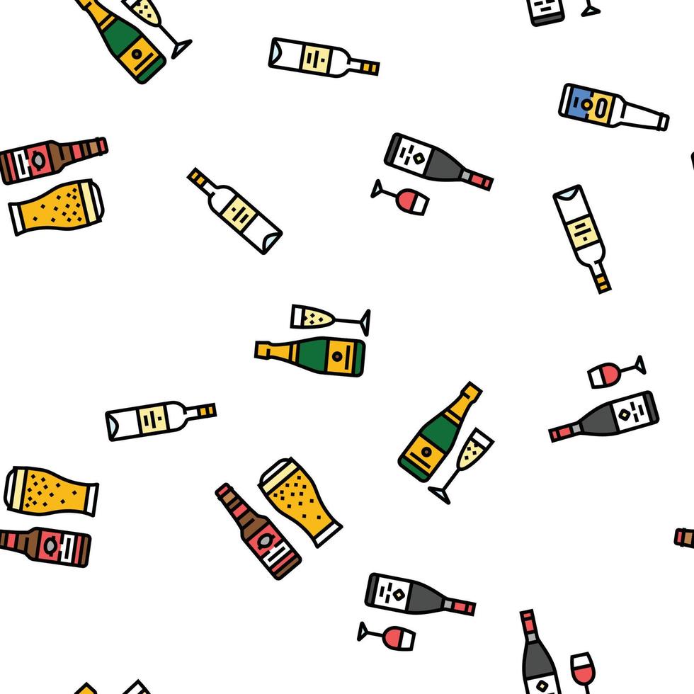 alcohol bottle glass drink bar vector seamless pattern