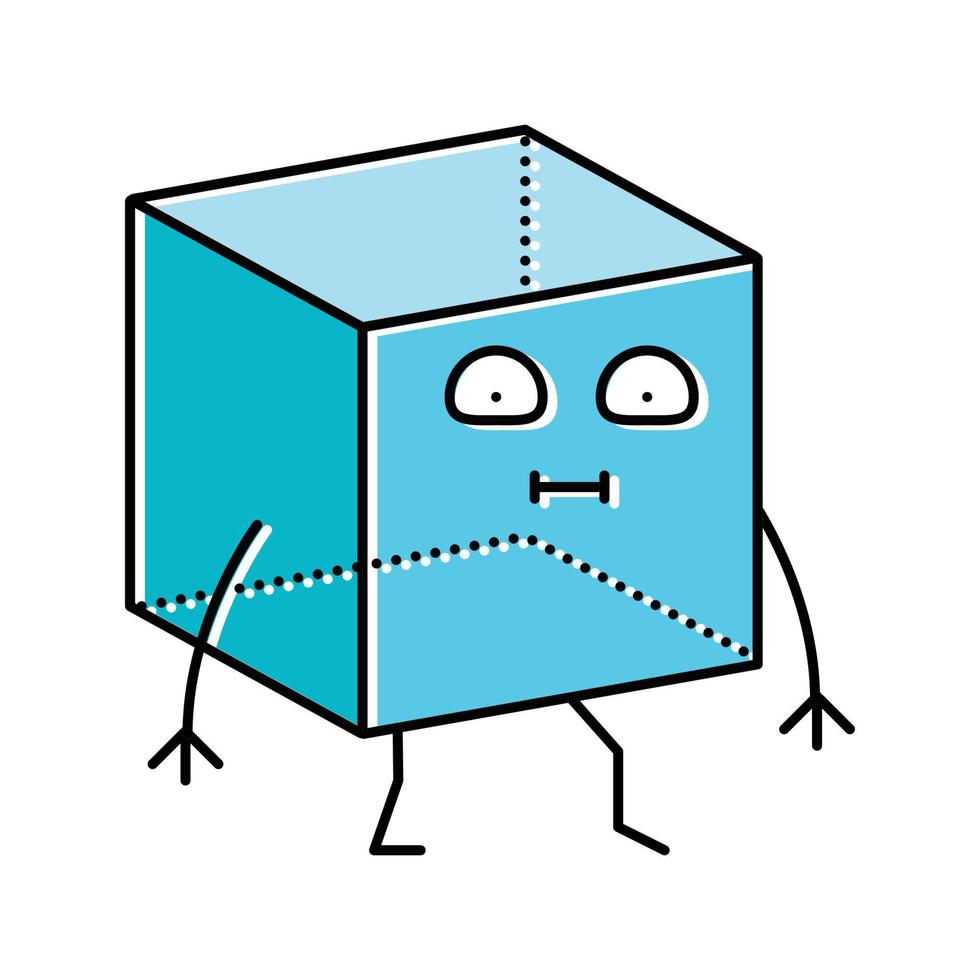 cubo geométrico forma personaje color icono vector ilustración