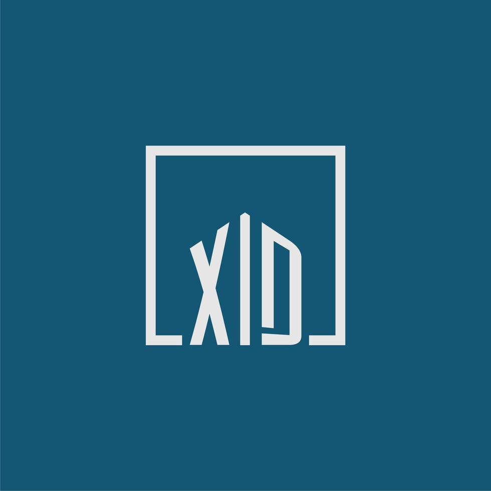 XD initial monogram logo real estate in rectangle style design vector