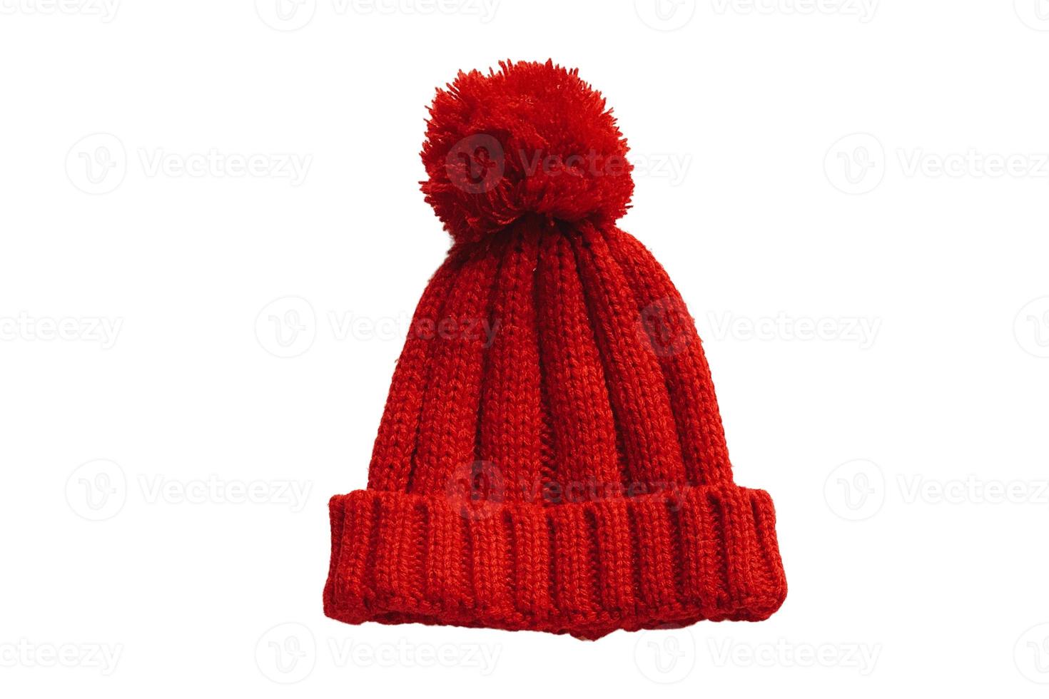Red beanie hat isolated on a transparent background photo