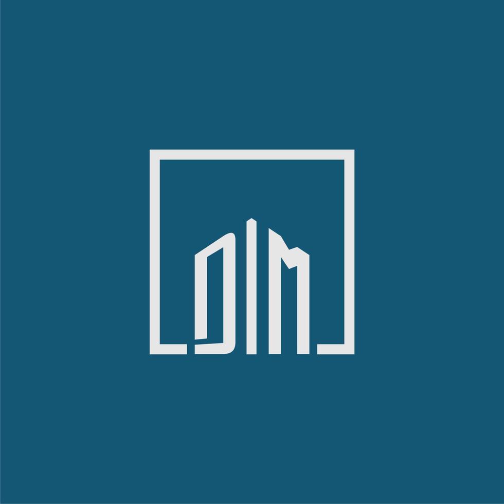 DM initial monogram logo real estate in rectangle style design vector