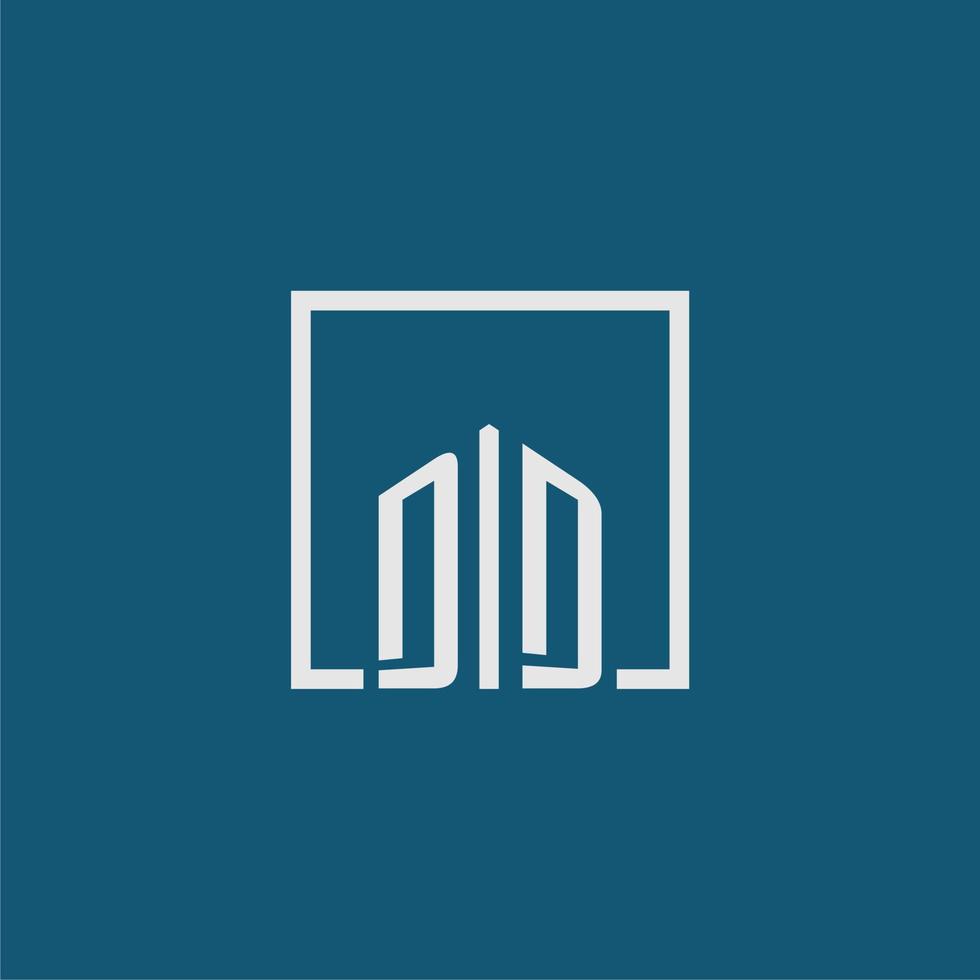 DD initial monogram logo real estate in rectangle style design vector