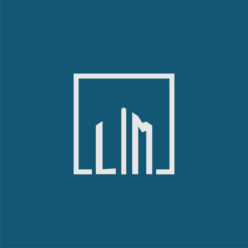 LM initial monogram logo real estate in rectangle style design vector