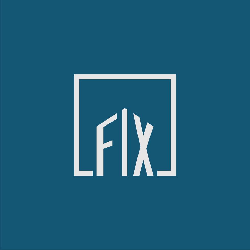 FX initial monogram logo real estate in rectangle style design vector