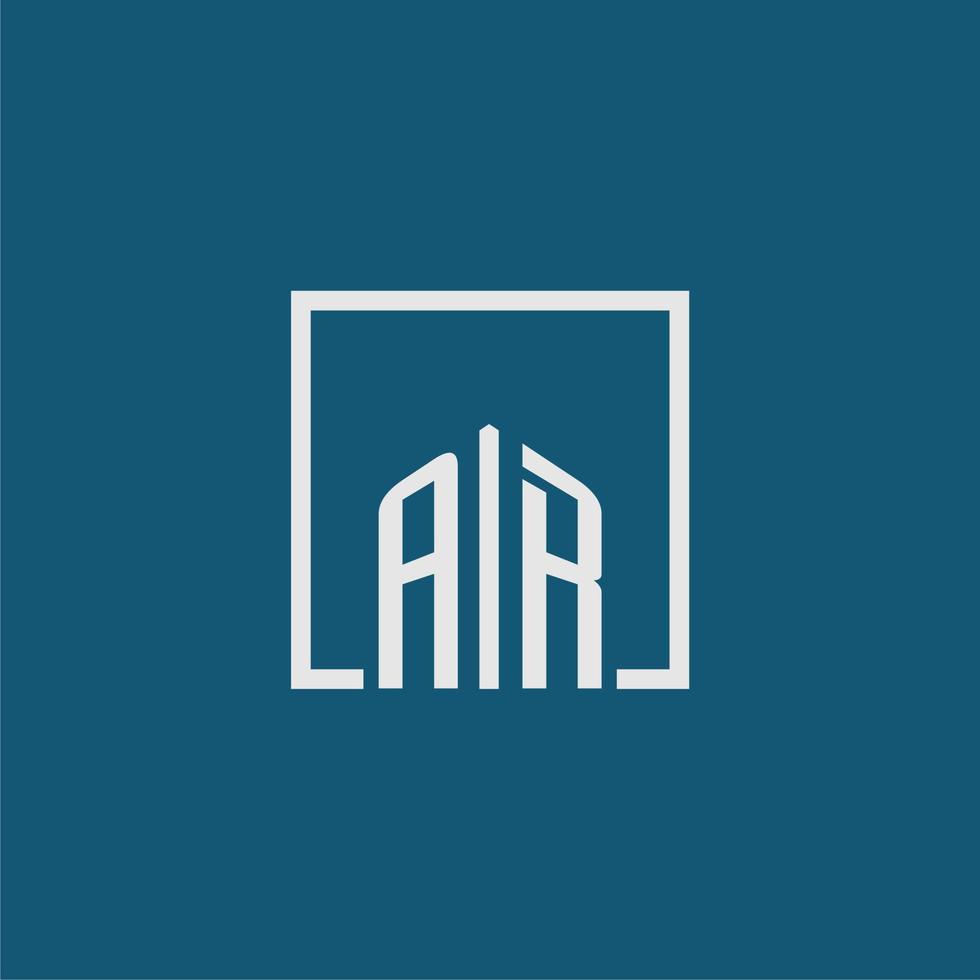 AR initial monogram logo real estate in rectangle style design vector