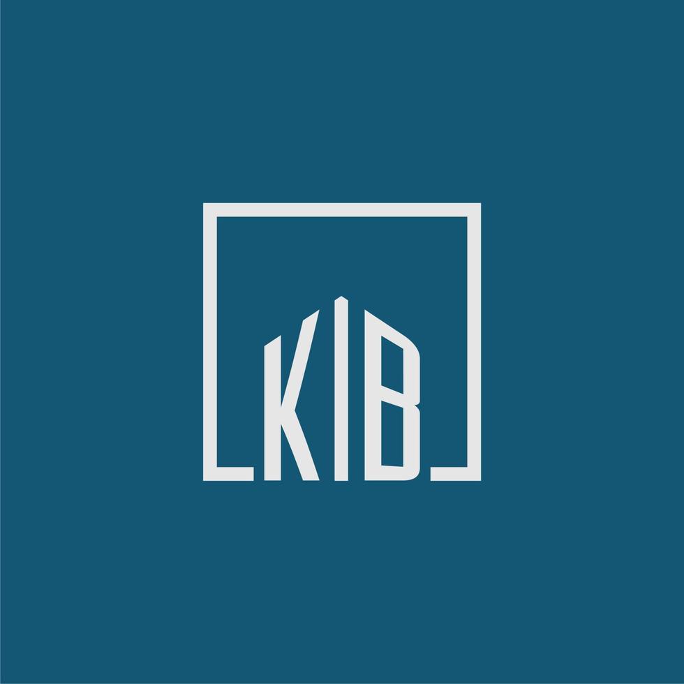 KB initial monogram logo real estate in rectangle style design vector