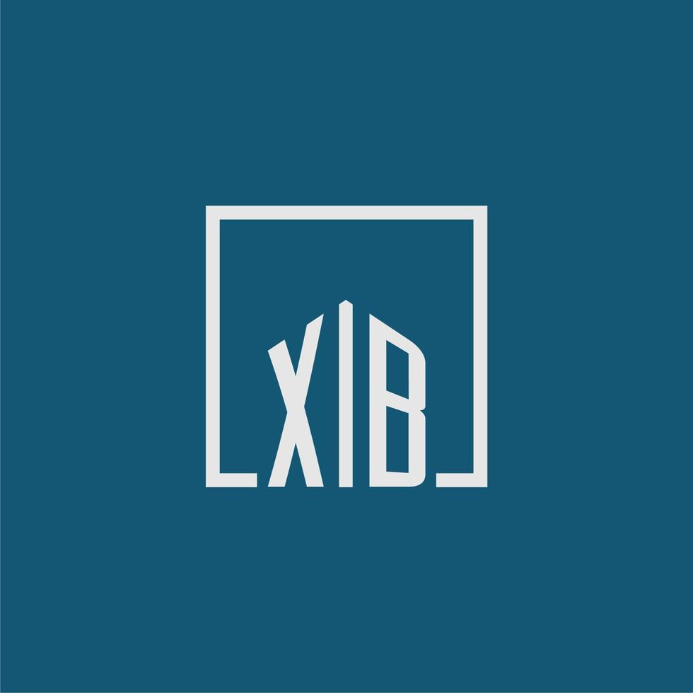 XB initial monogram logo real estate in rectangle style design vector