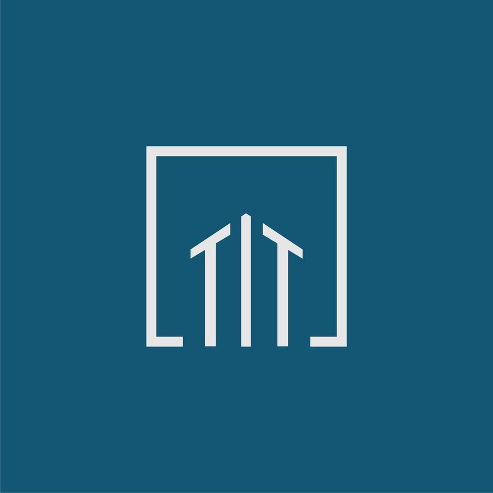 TT initial monogram logo real estate in rectangle style design vector