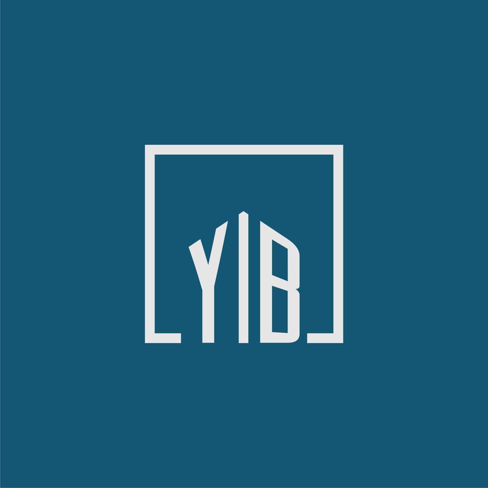 yb inicial monograma logo real inmuebles en rectángulo estilo diseño vector