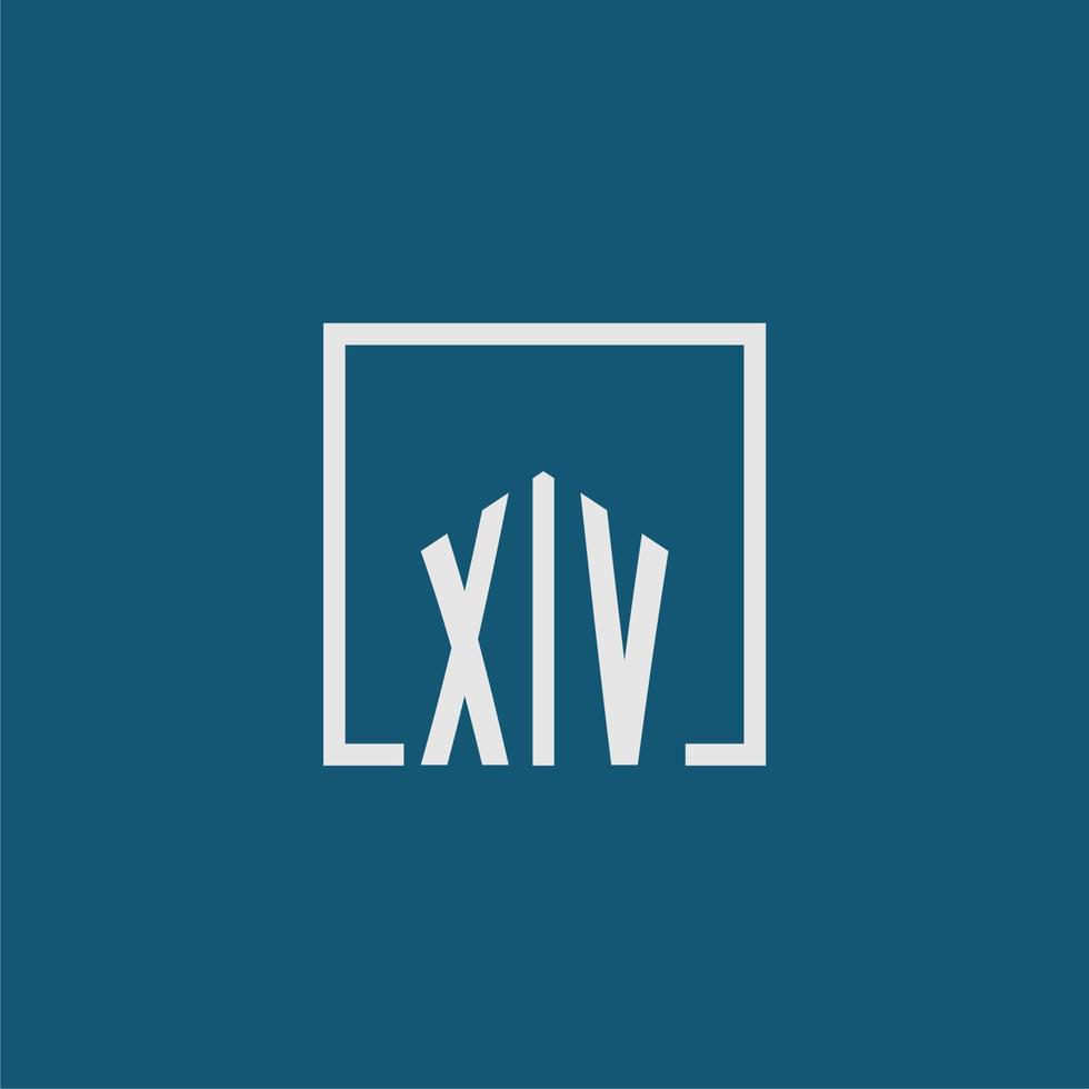 XV initial monogram logo real estate in rectangle style design vector