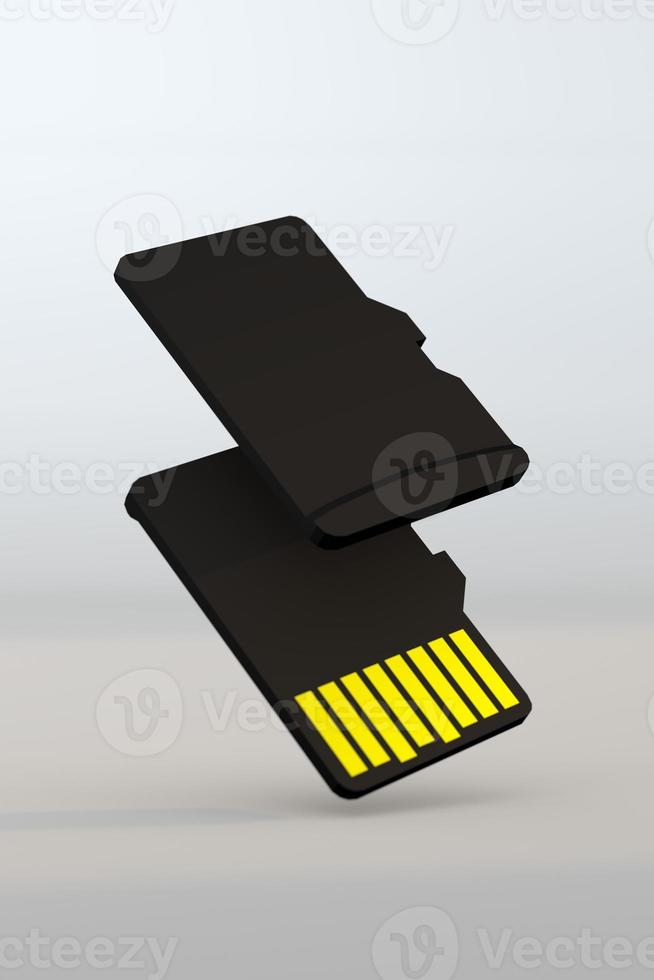 Two Micro SD memory card. 3d render photo