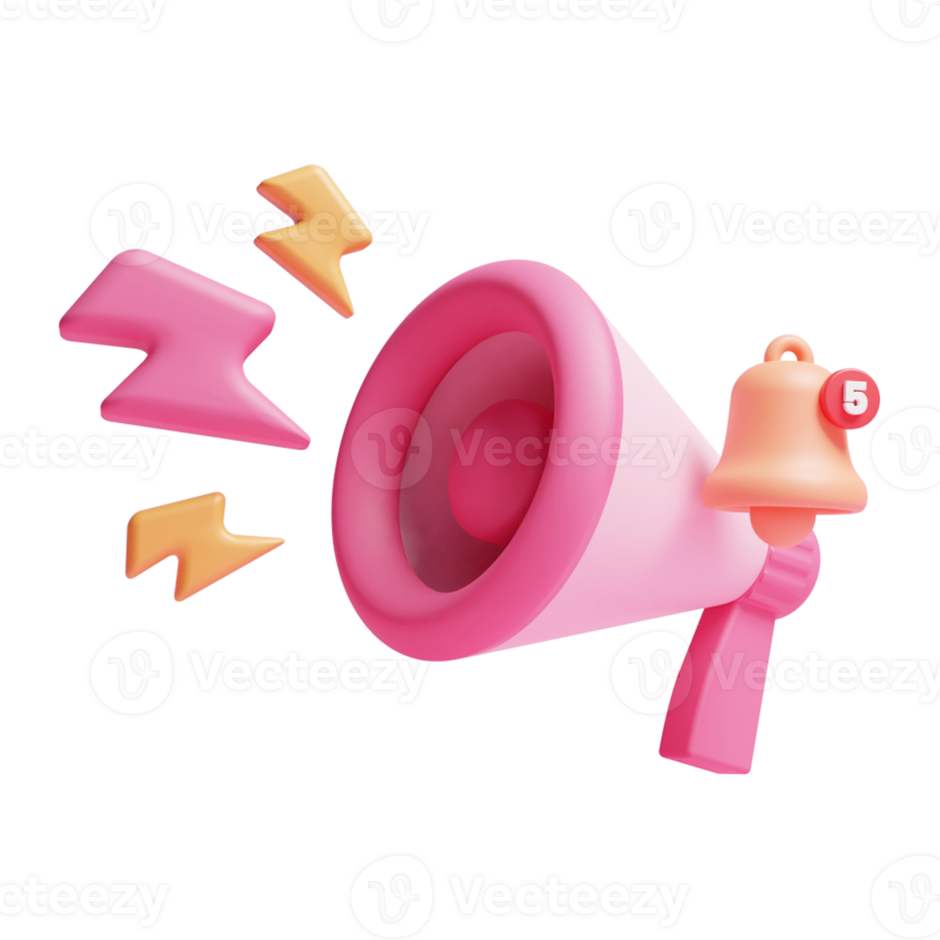 3d megaphone speaker with notification icon bell or 3d megaphone speaker announce promotion icon