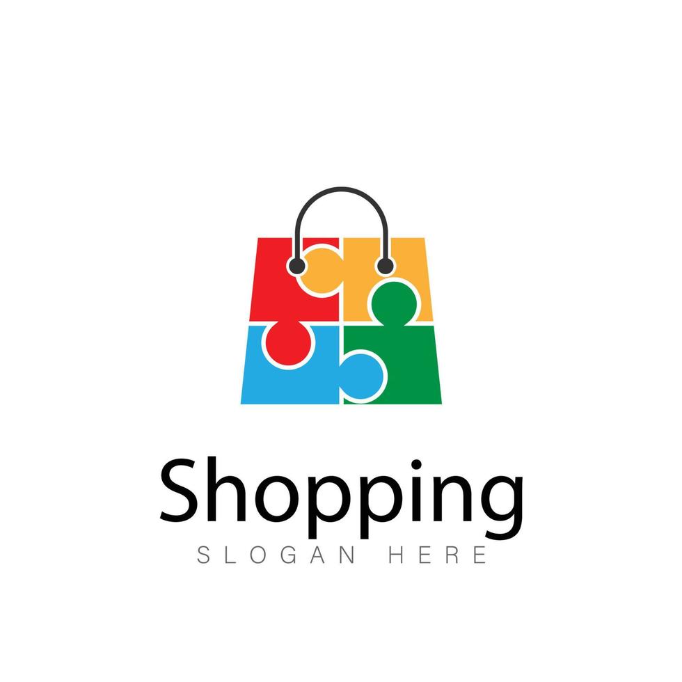 puzzle Abstract shopping bag. Abstract shopping logo. Online shop logo. vector