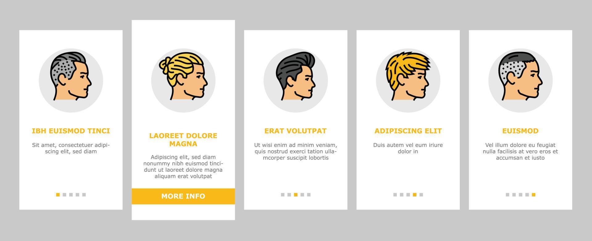 hairstyle portrait hair fashion onboarding icons set vector