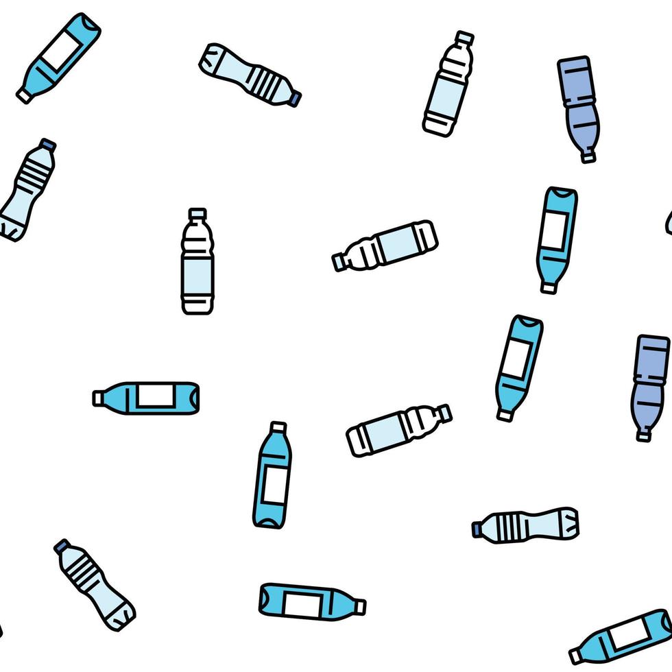 bottle plastic water drink empty vector seamless pattern