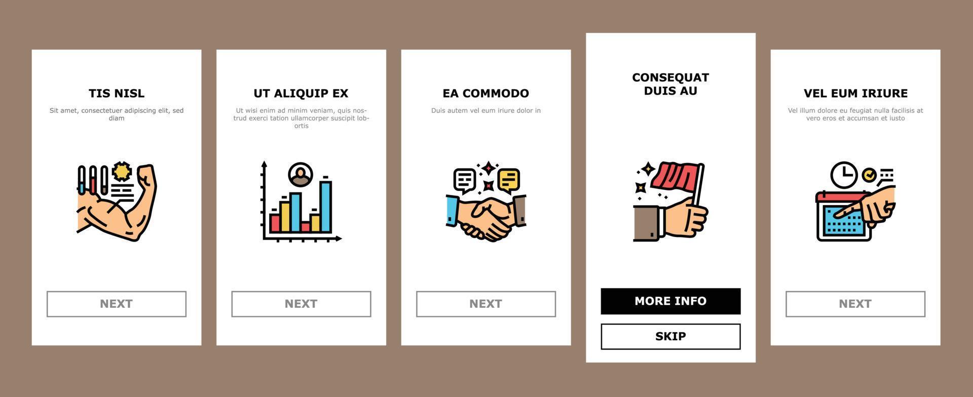 leadership business success team onboarding icons set vector