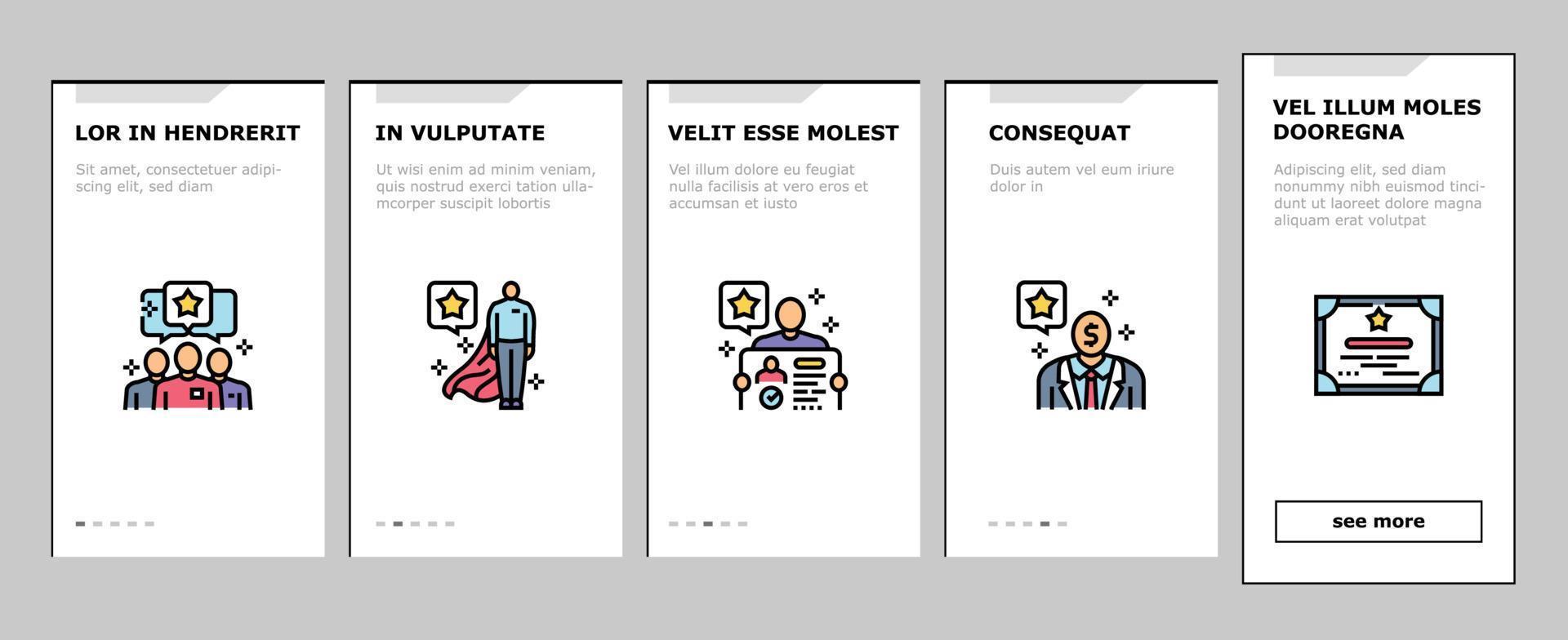 professional worker person job onboarding icons set vector