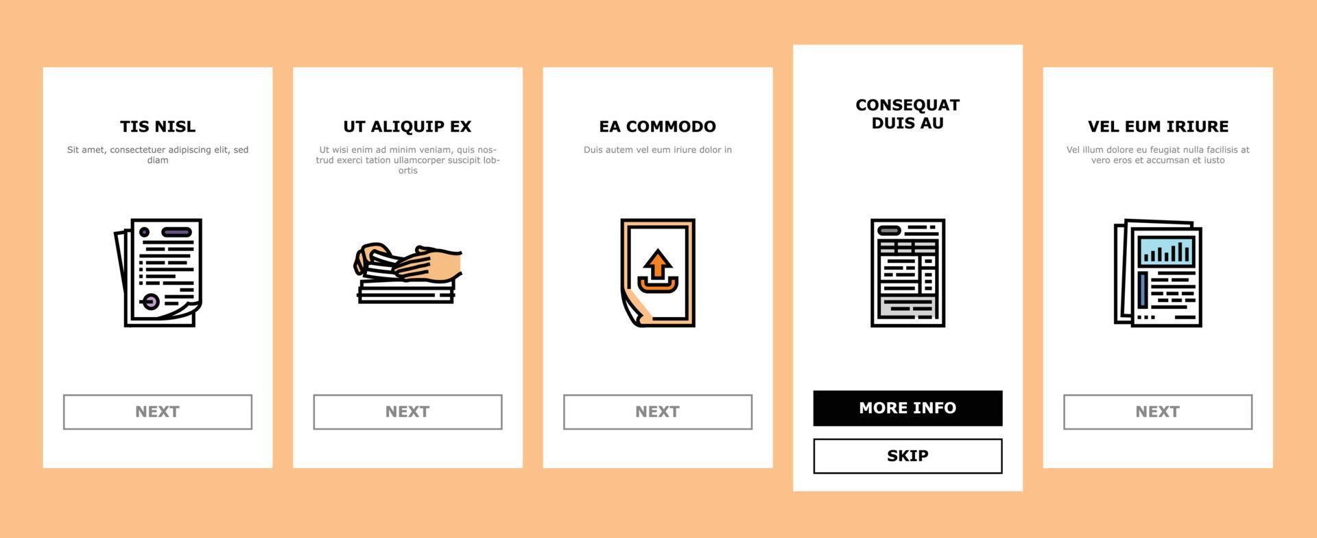 paper document office note page onboarding icons set vector