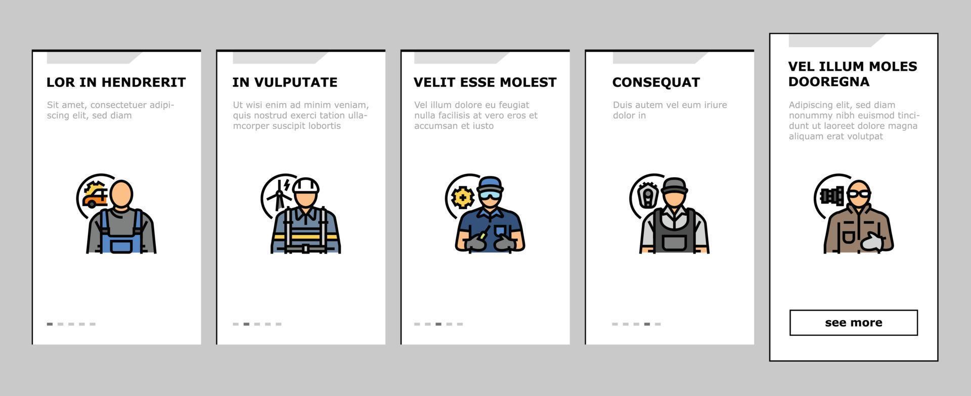 repair worker engineer man onboarding icons set vector