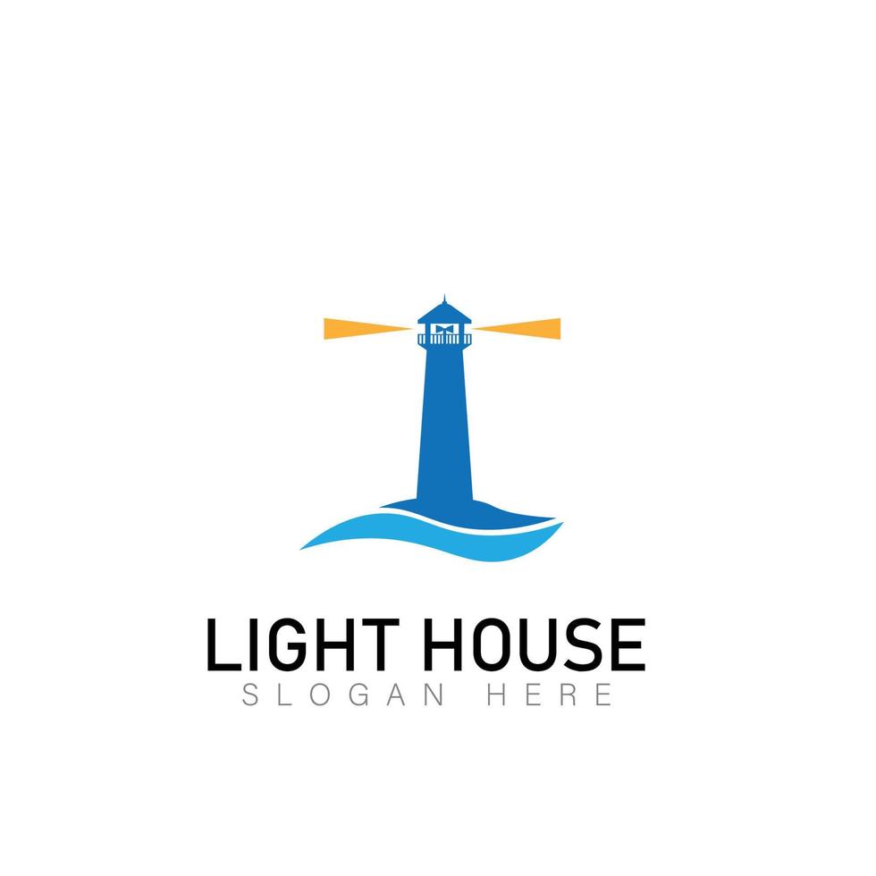 Lighthouse, Beacon logo icon. Vector Illustration. Modern linear simple logotype template. Lighthouses and ocean waves.