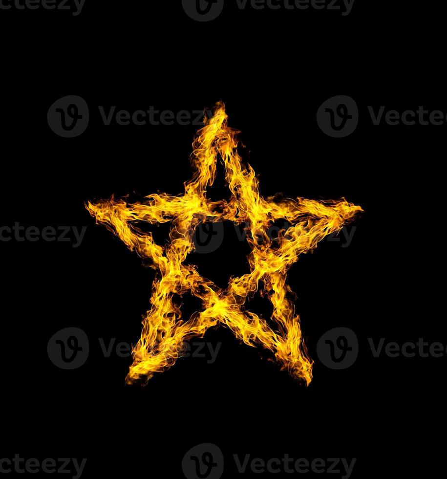 Star flame heat black background photo