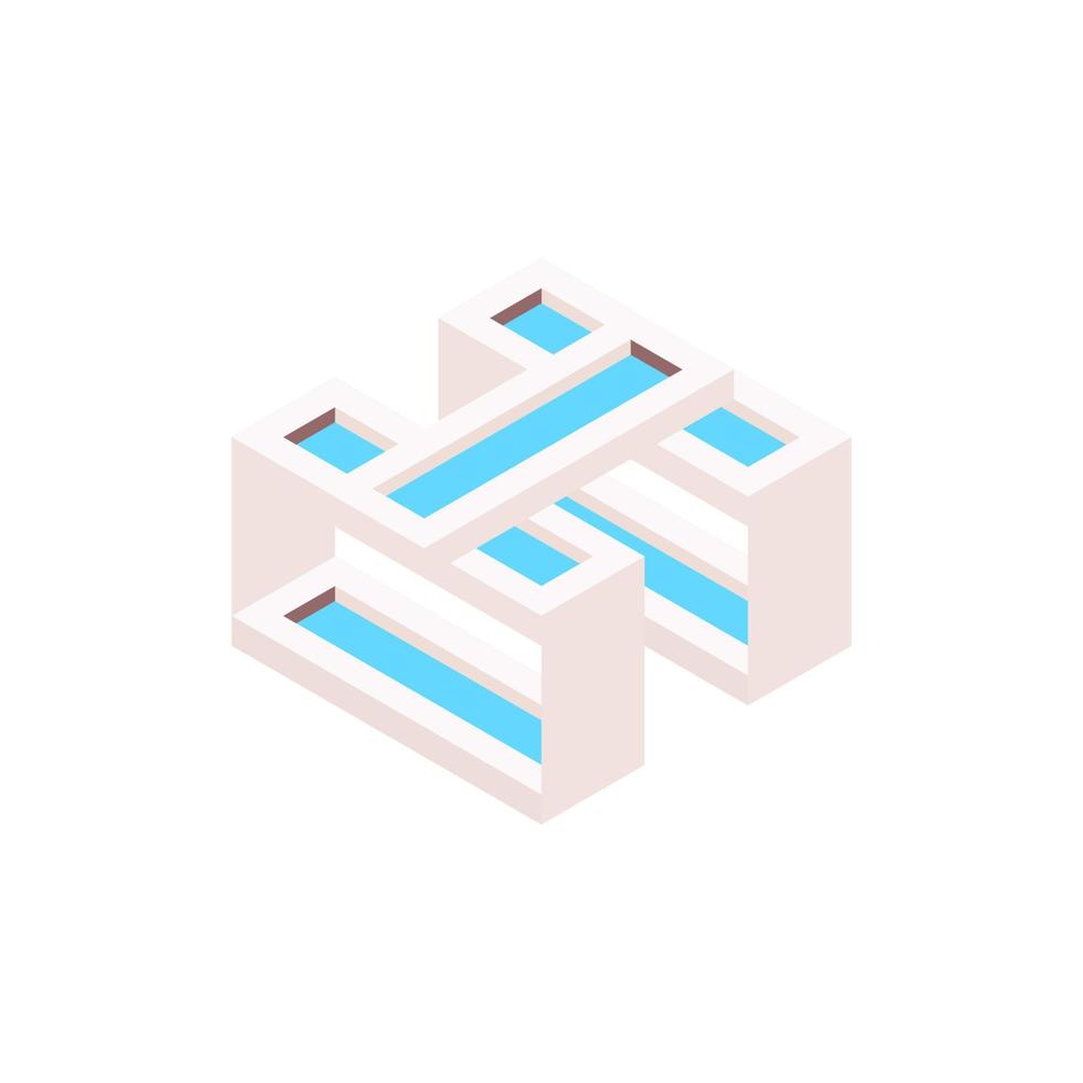 Letter h isometric modern creative logo design vector