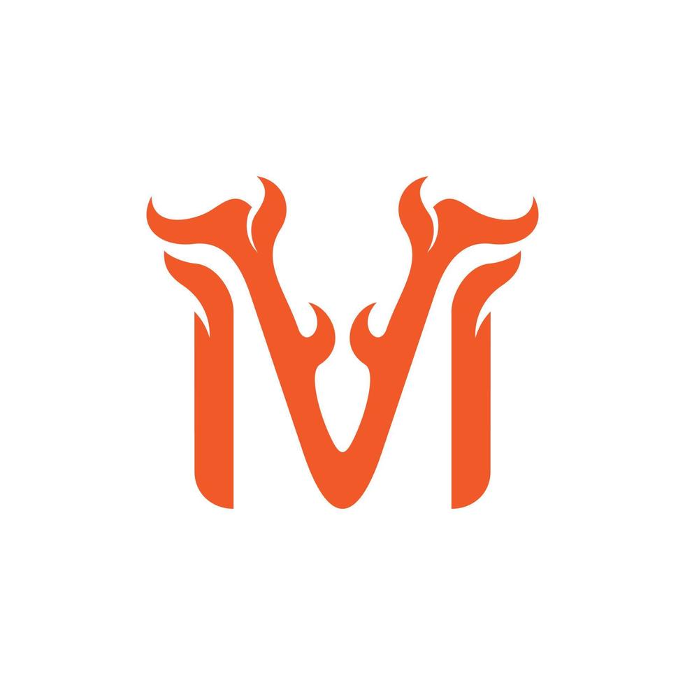 Letter m monogram flame unique modern logo vector