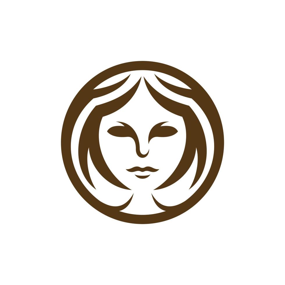 mujer cara circulo elegante creativo logo diseño vector