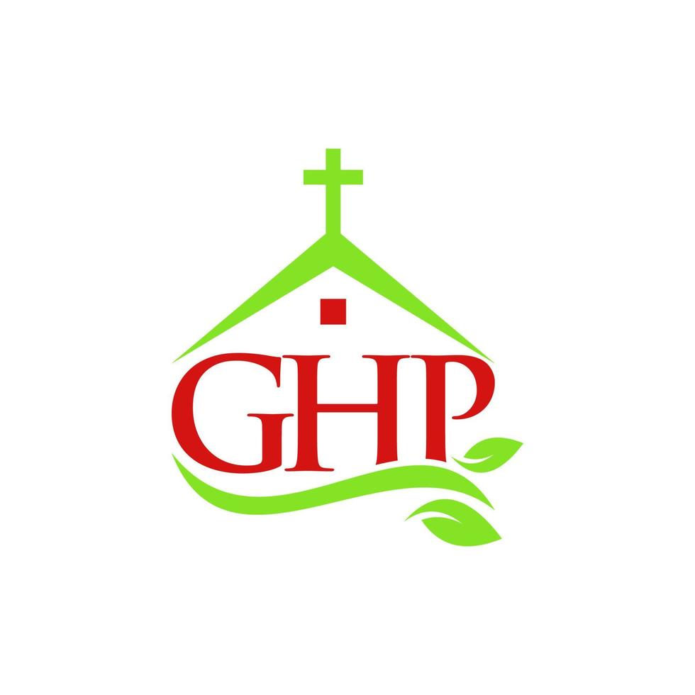 letra ghp hogar Iglesia hoja naturaleza diseño vector