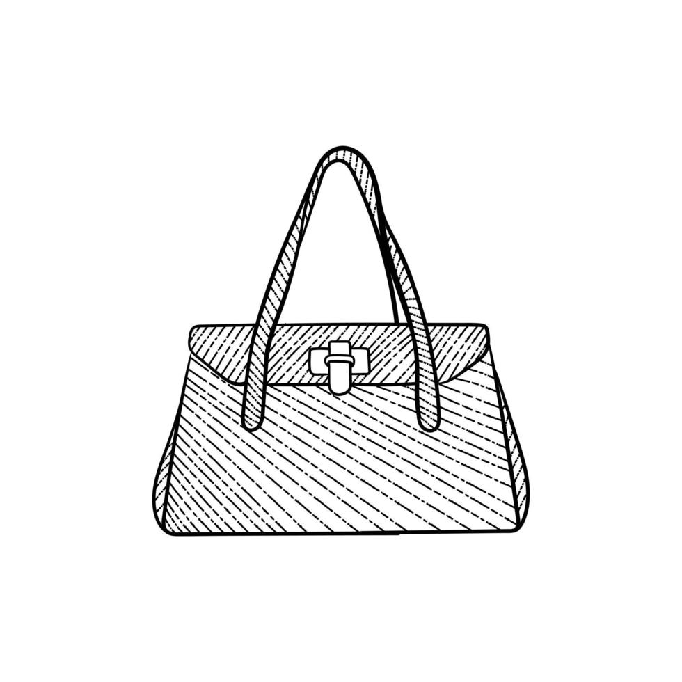 Woman bag fashion beauty line art design vector