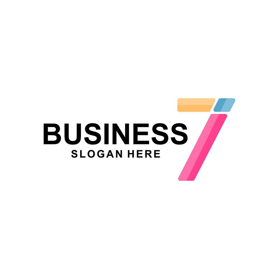Number 7 colorful geometric style logo design vector