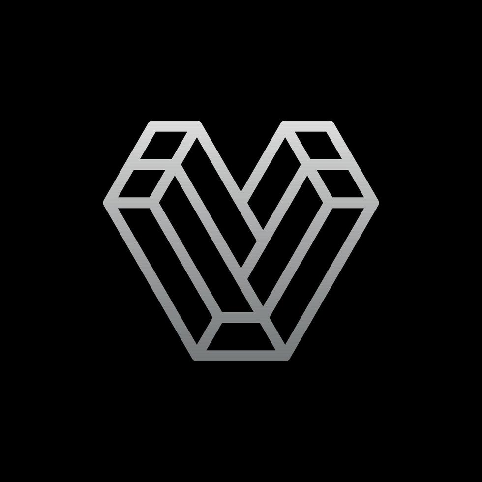 Initial letter v block geometric line modern design vector