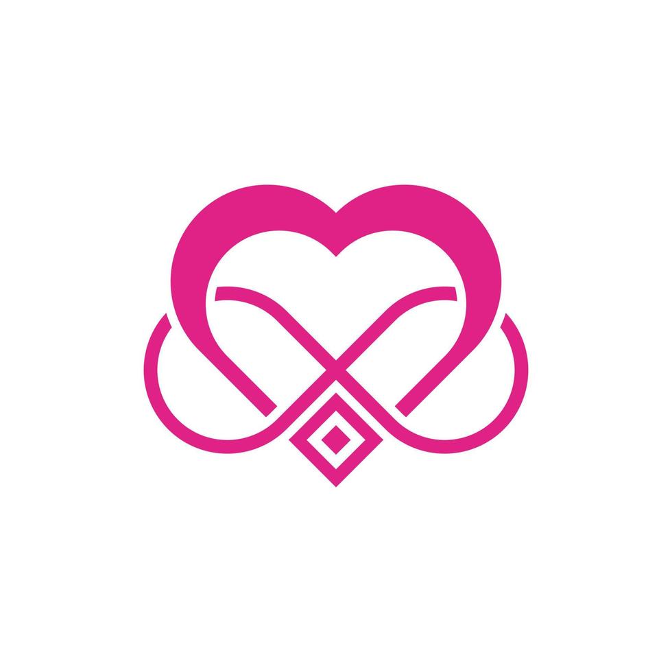 amor corazón y infinito línea moderno logo diseño vector