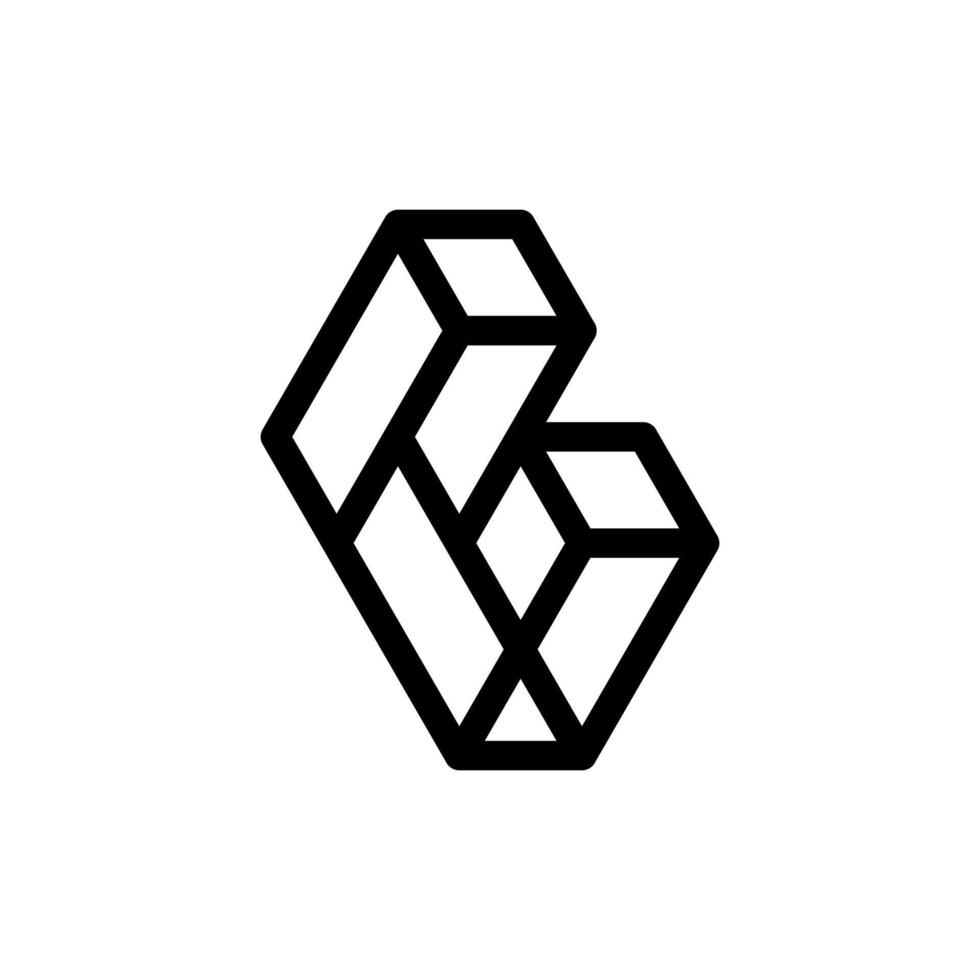Letter b block geometric line illustration design vector