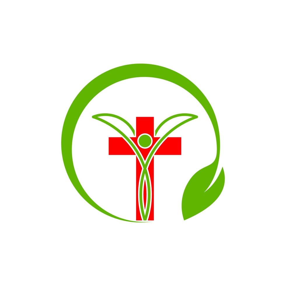 Human church leaf nature creative logo design vector