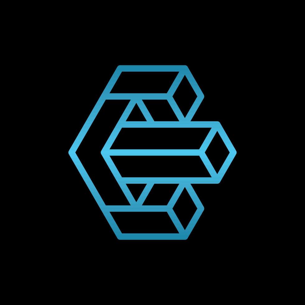 Letter e block monogram geometric modern design vector