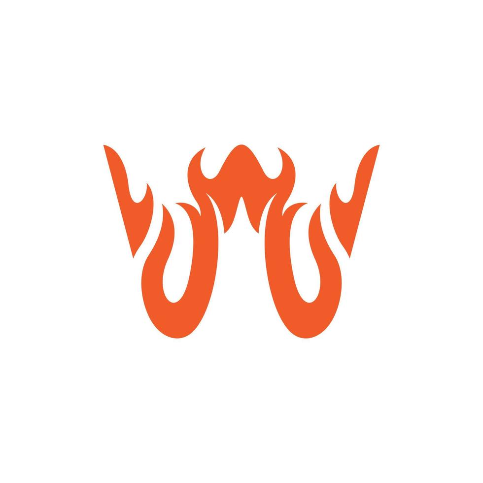 Letter w flame monogram unique logo design vector