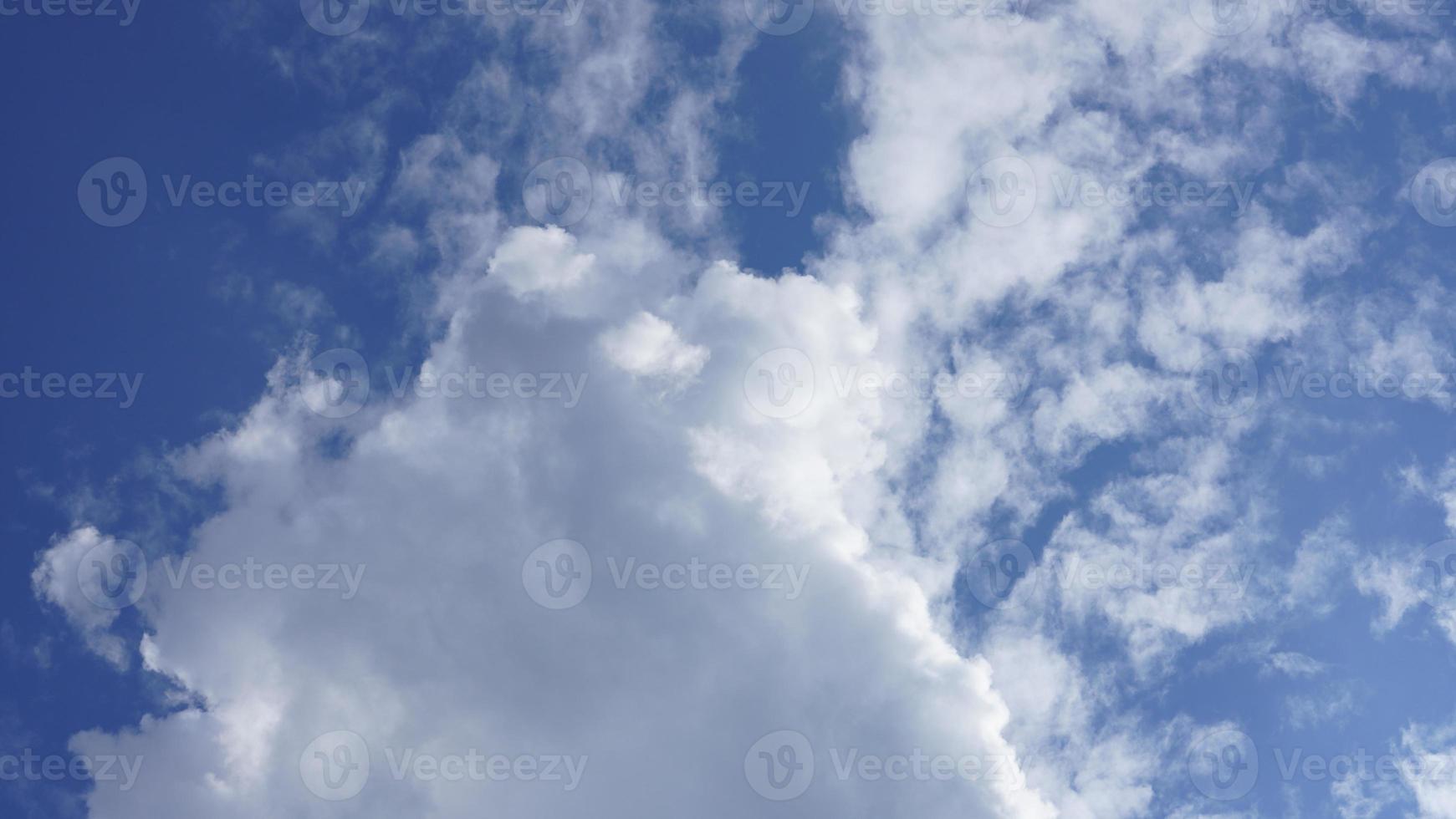 The summer sky view with the white clouds and blue sky as background photo