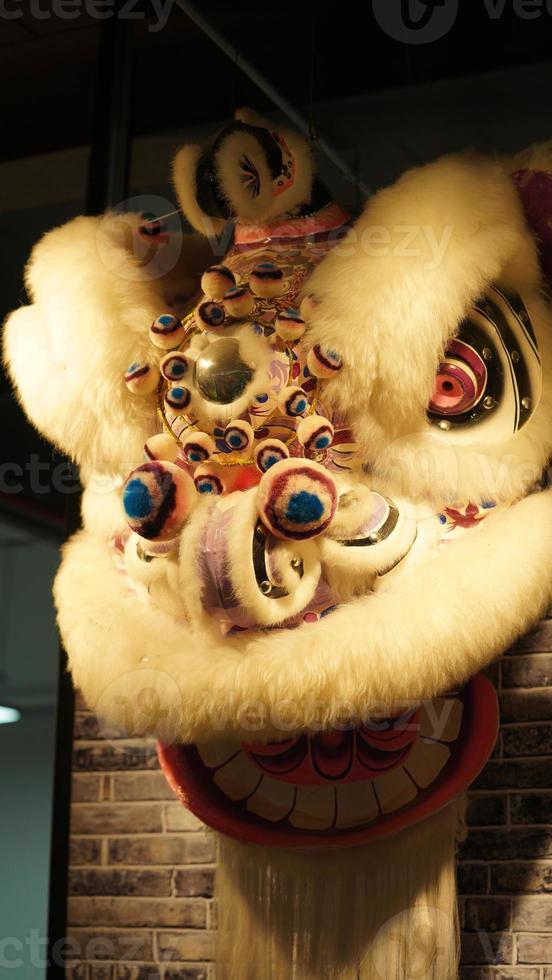 The lion head view prepared for the Chinese festival celebration sport lion dance photo