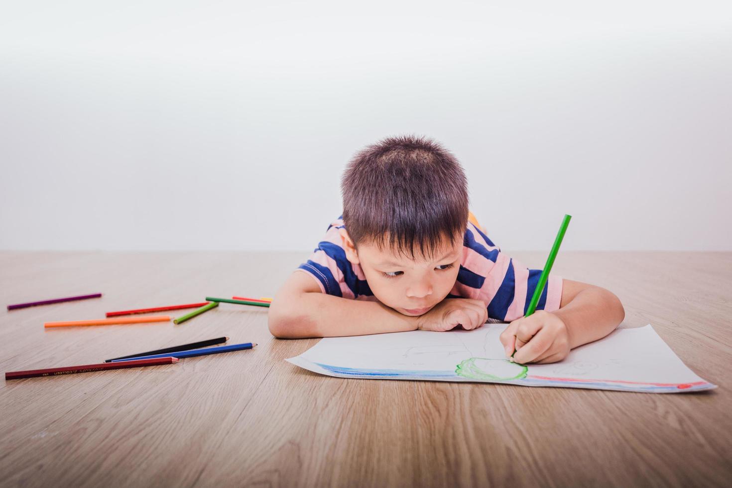 Asian children drawing and painting photo