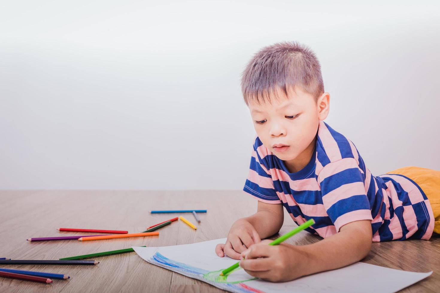 Asian children drawing and painting photo