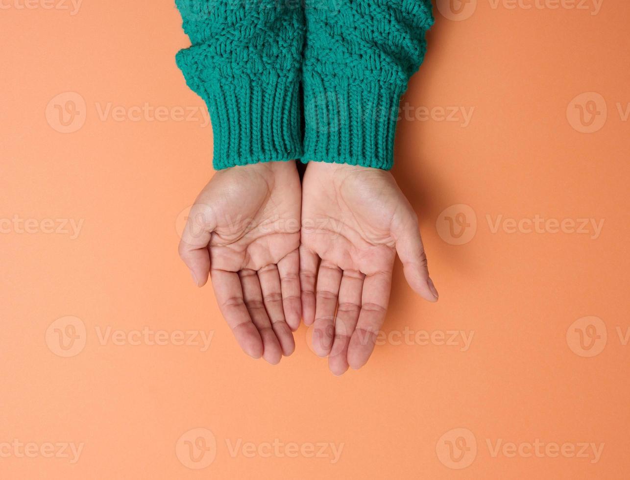 Two woman hand, top view photo